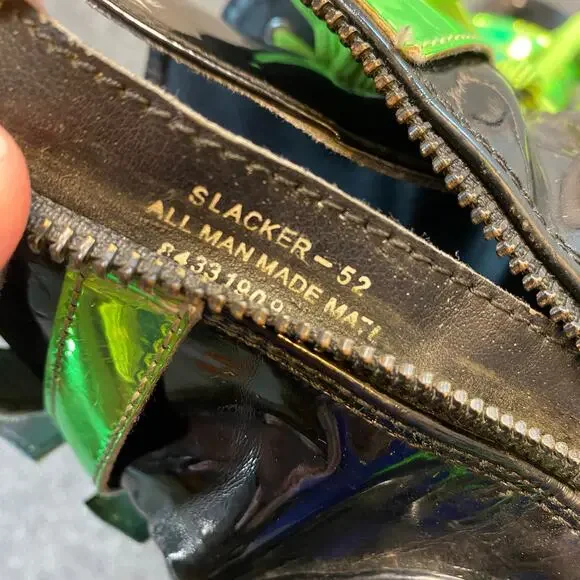 DEMONIA Slacker 52 Womens 9 Platform Black Patent Neon Green Chunky Combat Boots - Picture 7 of 8